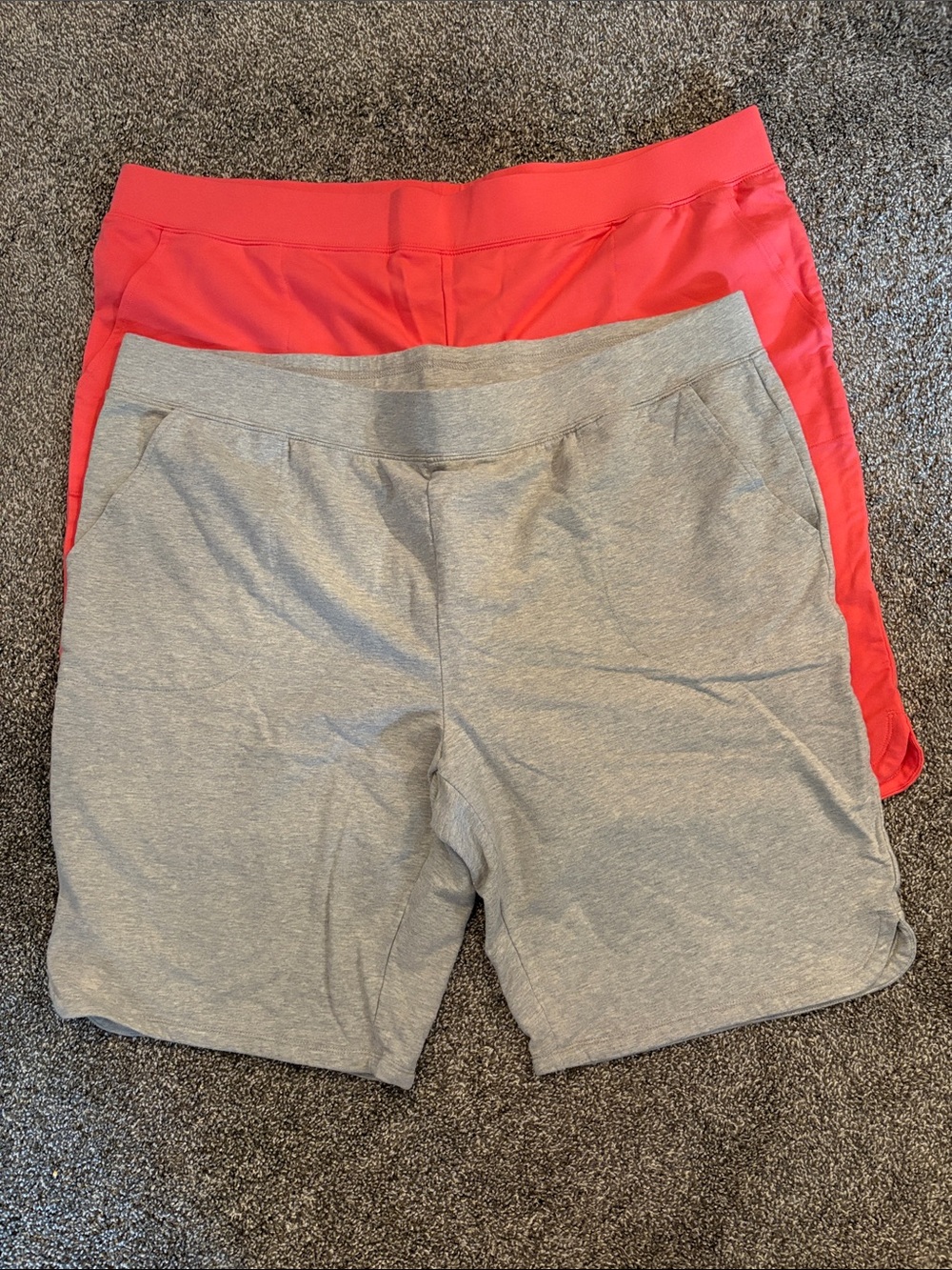 Women’s French terry d & co casual Stretch Shorts in Gray and Coral 2X